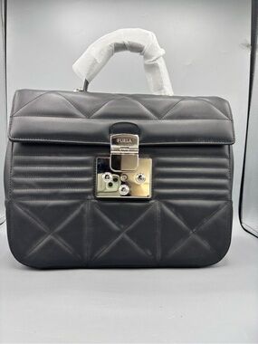 Furla Quilted Top-Handle Bag in Black